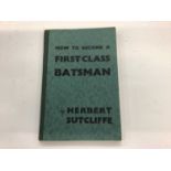 Autographs - cricket books including How to become a first-class batsman signed Herbert Sutcliffe