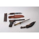 Old Gurkha Kukri, together with two other knives and a Diana Mod 2 Air Pistol (4)