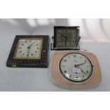 Scottish chromium plate desk clock, together with two German wall clocks (3)