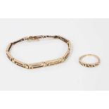 14ct gold Greek key design bracelet and similar ring