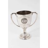 1930s silver two handled trophy cup engraved 'Tidworth Horse Show Coronation Cup 1937', 1st Prize Ch