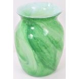 Good quality Graystan mottled green and white art glass vase, signed