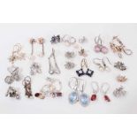 Collection of contemporary silver paste set earrings (23 pairs)