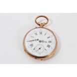 Late 19th French 18ct gold pocket watch