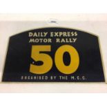 1950's Daily Express Motor Rally, organised by the M.C.C. official competitors rally plaque / sign