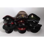 Collection of 9 Elizabeth II British military officers caps, various regiments to include Air Traini
