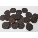 G.B. - Mixed copper coins to include George III 'Cartwheel' Pennies x 20 (N.B. Generally poor to GF)