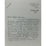 J. R. R. Tolkien (1892-1973) handwritten letter to Pamela Chandler, double sided, signed and dated 1