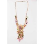 9ct gold enamel and bead necklace
