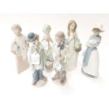Three Lladro figures together with two NAO figures and other (6)