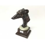 Art Deco style bronzed model of a Greyhound's head, 28cm in height