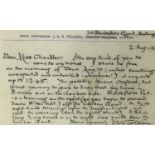 J. R. R. Tolkien (1892-1973) handwritten postcard to his official photographer Pamela Chandler dated