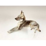 Professor Theodor Karner (1884 - 1966) Nymphenburg porcelain model of an Alsatian with marks to base