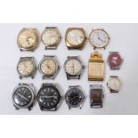 Collection of fourteen vintage gentleman's wristwatches to include Snoopy Watch, Combat, Timex and O