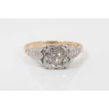 18ct gold diamond single stone ring in platinum square setting