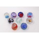 Nine Caithness Paperweights including reflections 93, 94, Pop Flowers, Red Carnation, Pastel, Petuna