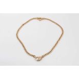 14ct gold curb link necklace with diamond set clasp
