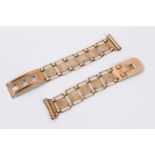 9ct gold panel watch strap (in two parts)