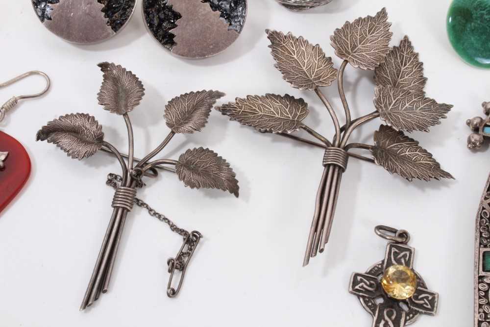 Group silver and other jewellery including Charles Horner silver leaf spray brooch, one other simila - Image 4 of 12