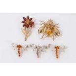 Five gold gem set novelty brooches