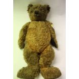 Large Mohair bear with velvet pads and paws, stitched nose and glass eyes