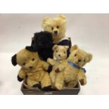 Selection of bears and soft toys including large bear "Caspian" by Cotswolds bears, two fabric sailo