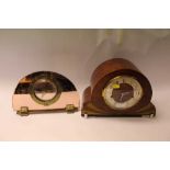 Art Deco mantel clock and an Art Deco peach clock