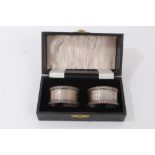 Suffragette Interest- Pair of silver napkin rings, with engraved initials (marks rubbed), in fitted