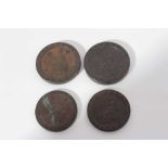 G.B. - George III copper coins of 1797 to include 'Cartwheel' two pence x 2 GVF or better and penny