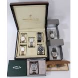 Collection of nine wristwatches to include Rotary Aquaspeed, Rotary 1895, Rousseau, Police, Sekonda,