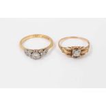 18ct gold diamond single stone ring and one other