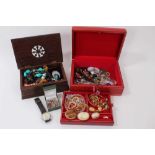 Collection of costume jewellery to include silver ring, cameo brooch in silver mount, bead necklaces