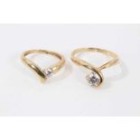 Two 14ct gold rings both set with synthetic white stones