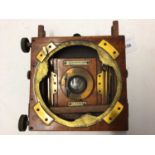 Good 19th century mahogany and brass bound plate camera by Lancaster & Sons, Birmingham. Model 'The