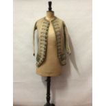 Georgian cream wool child's coat with metallic thread embroidery. Original buttons to front and cuf