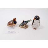 Three Royal Crown Derby paperweights including limited edition Partridge with certificate, Baby Bott