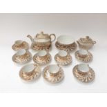 19th century English porcelain tea service with greek key borders comprising teapot and stand, slops