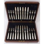 Canteen of silver fruit/ dessert cutlery with mother of pearl handles