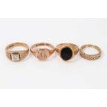 Four 9ct gold rings