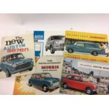 Collection of five 1960's British Motor Corporation (BMC) car sales brochures for the Morris Mini Mi