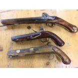 Group of three decorative scratch built models / copies of flint lock pistols (non firing) (3)
