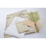Group of Second World War military maps and ephemera to include a prisoner of war camp letter