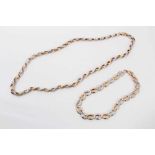 9ct white and yellow gold link chain and similar style bracelet