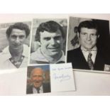 Autograph selection of football items including Matt Busby, signed 1987 on Manchester United headed