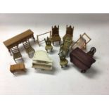 Quantity of dolls house furniture and accessories including ceramics, glassware etc