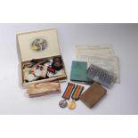 First World War casualty pair together with Second World War defence and war medals and paperwork