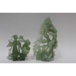 Two modern green hardstone figures (2)