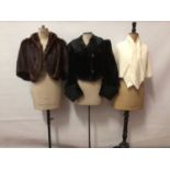Selection of fur items including Victorian cropped evening jacket, 1940’s Fox fur cropped jacket, si
