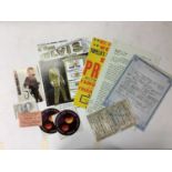 Box of assorted music related items to include Suzi Quatro signed photograph, Bruce Springsteen LP,