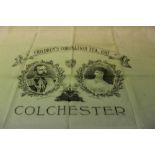 Colchester interest- George V 1911 Children's Coronation Tea party cloth, presented by L. Worthingto